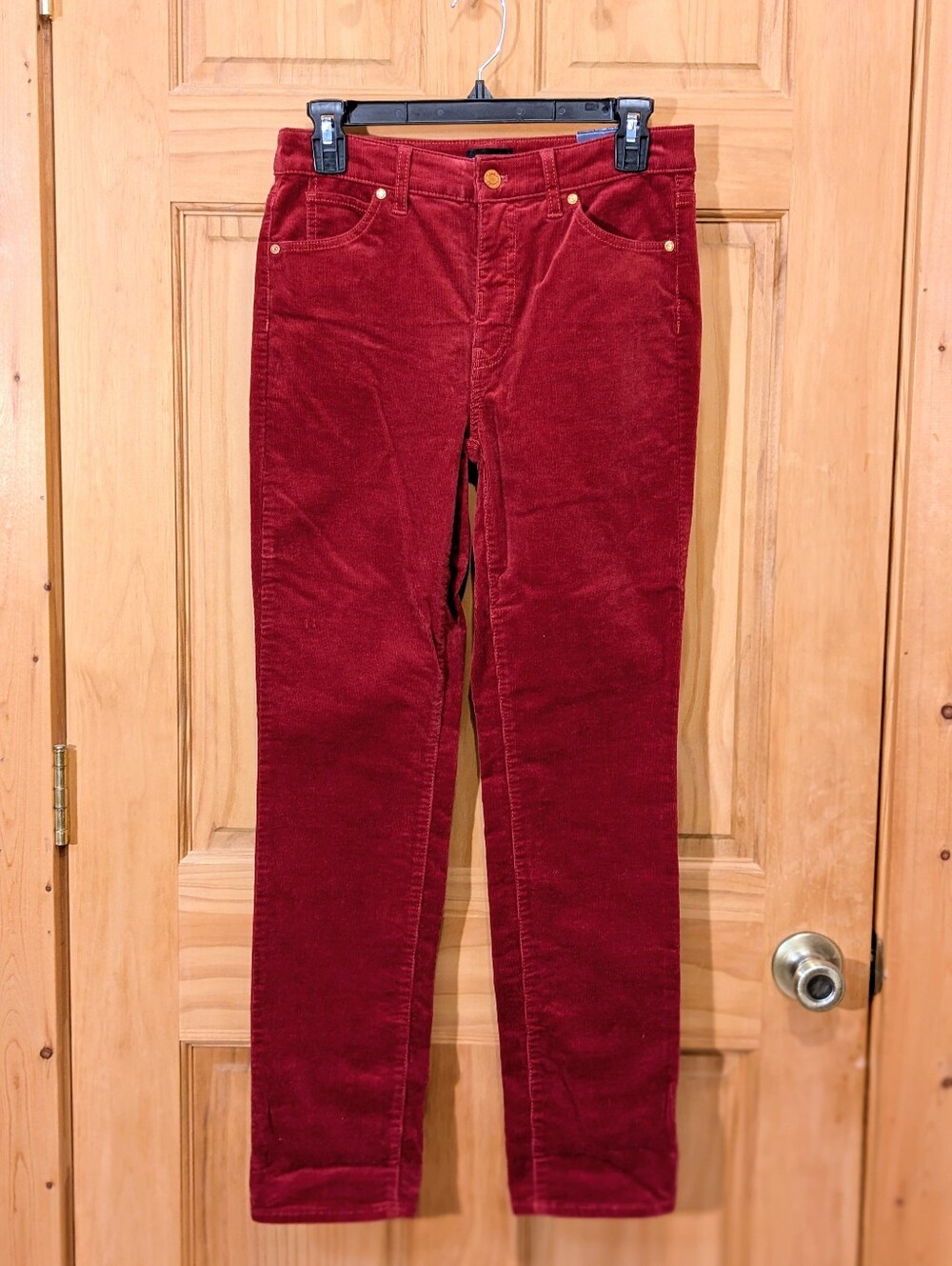 Talbots Pants High Waist Straight Leg Corduroy Red Sz 0P NWT Casual Chic Office